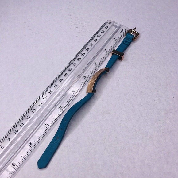 Marc by Marc Jacobs Teal Blue Leather Bracelet Gold Belt ID Tone **FLAW - Picture 6 of 8
